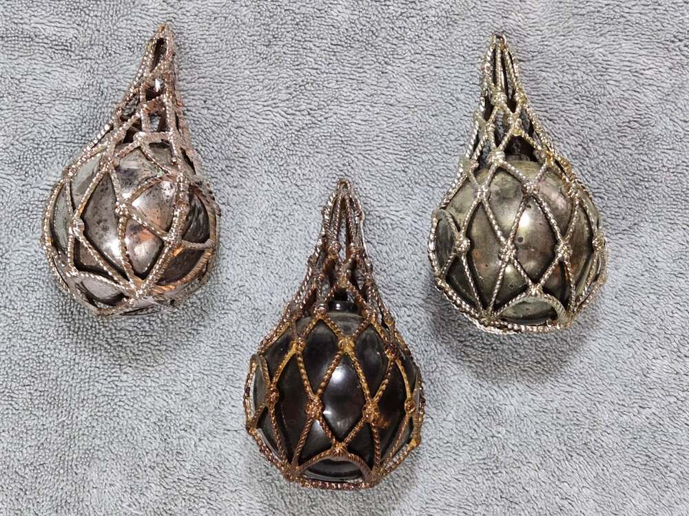 Bradford Plastic Christmas Ornaments Filigree Caged Set of 3